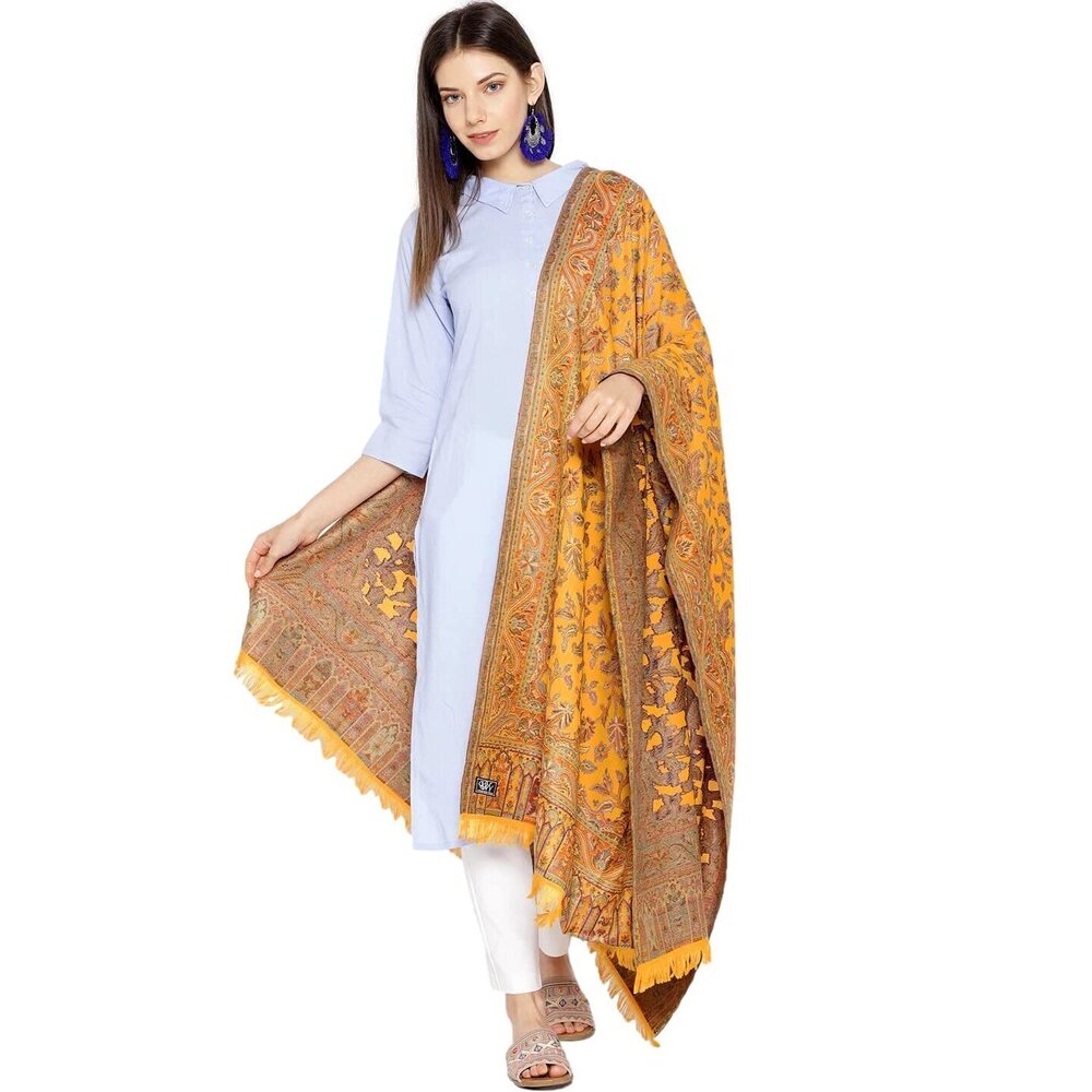 5519 Women's Pashmina Wool Blend Indian Handicraft Woven Shawls, Scarf